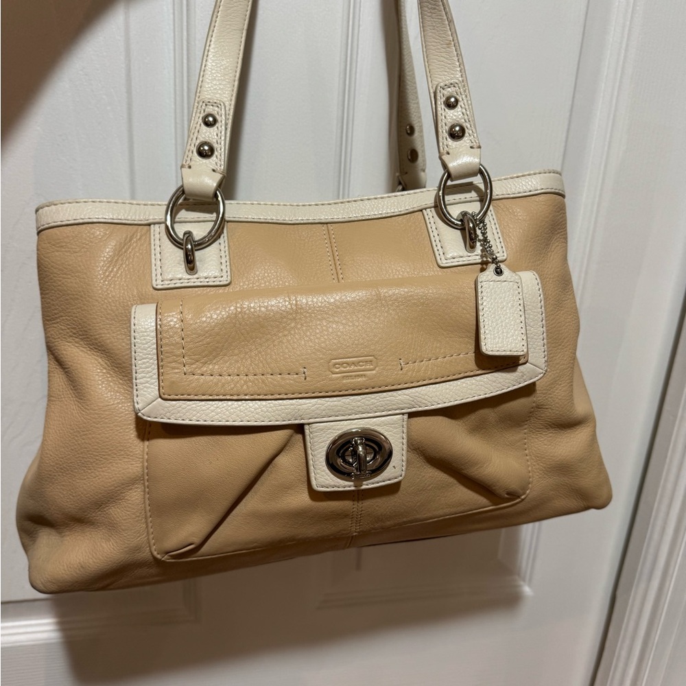 Coach Penelope Soft Pebbled Leather Carryall Satchel Bag